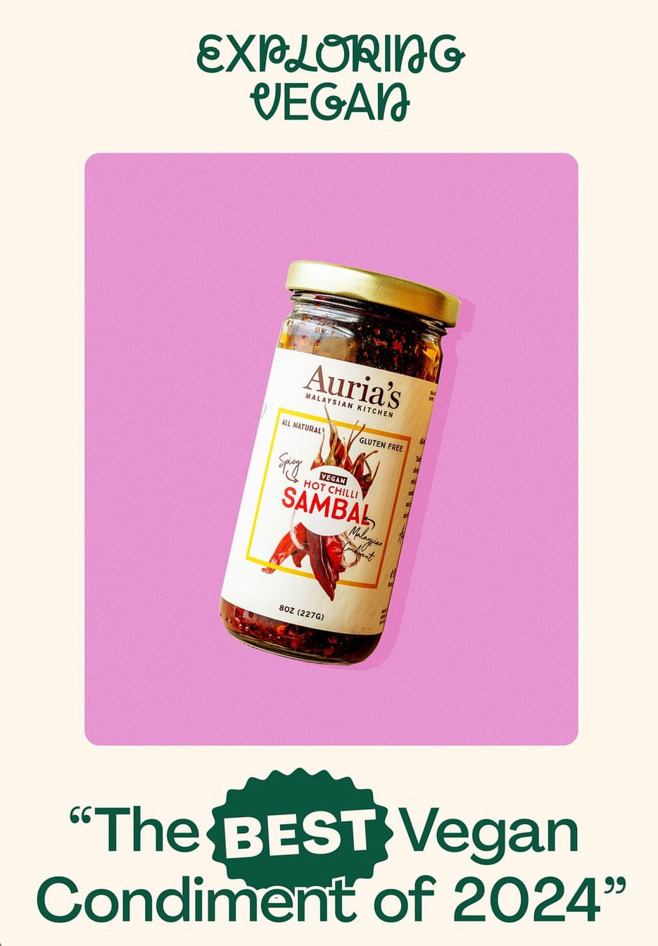 the best vegan condiment of 2024 - vegan hot chilli sambal by Auria